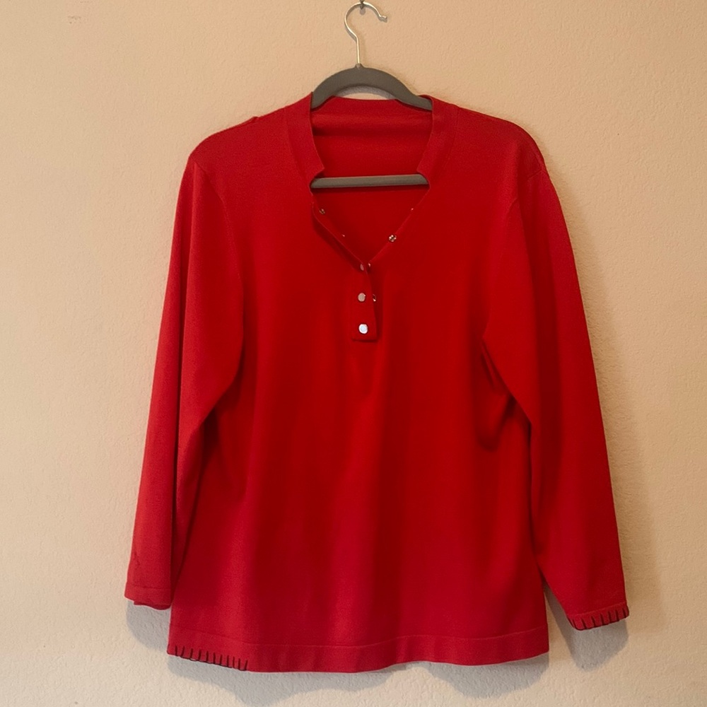 Escada red sweater with black Stitch detailing